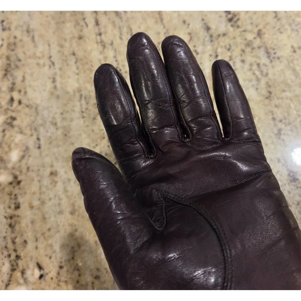 Vintage Womens Size M Burgundy Leather Lined 10